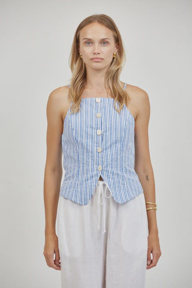 Aster Striped Button Top, Size: XS