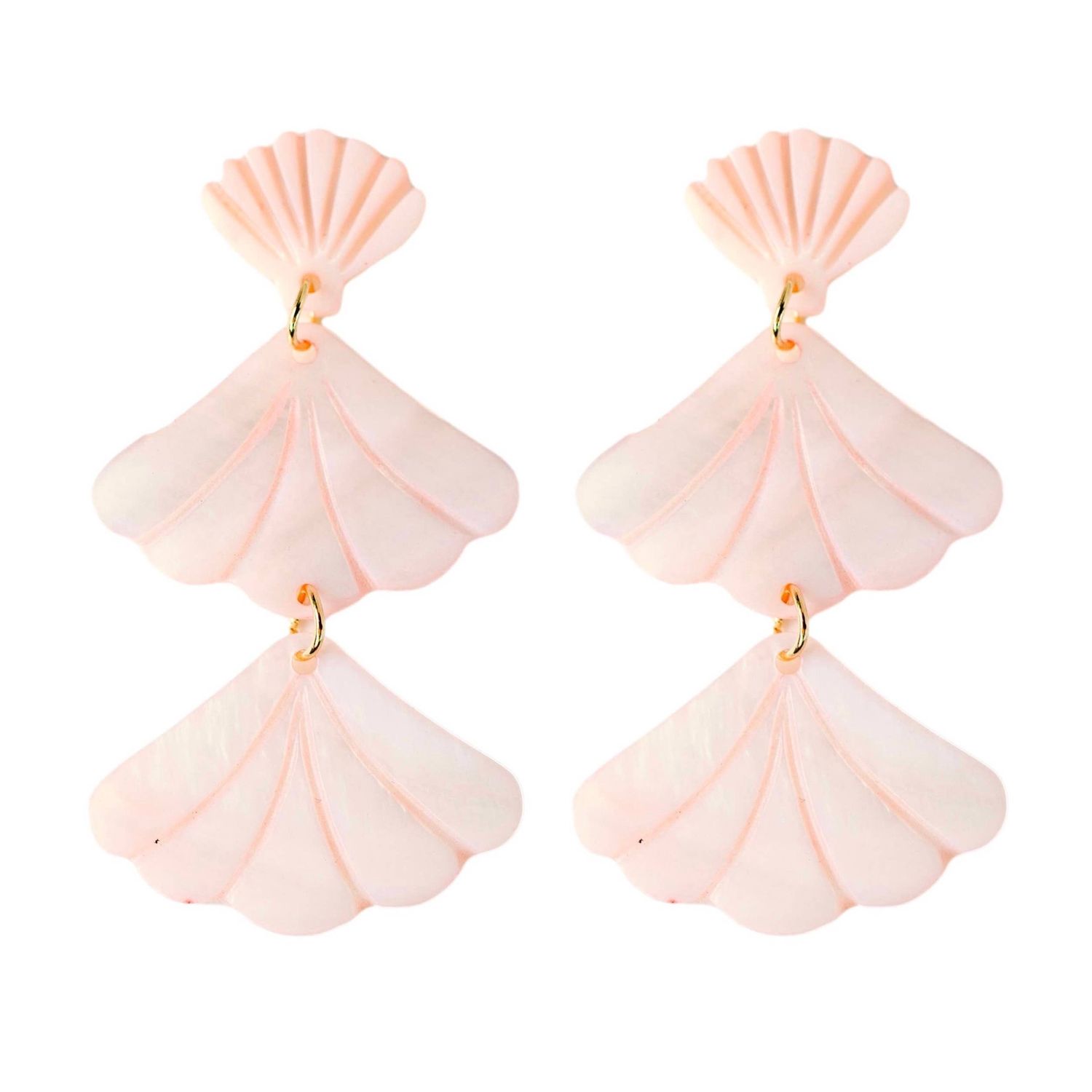 Pink Mermaid Shell Statement Drop Earrings