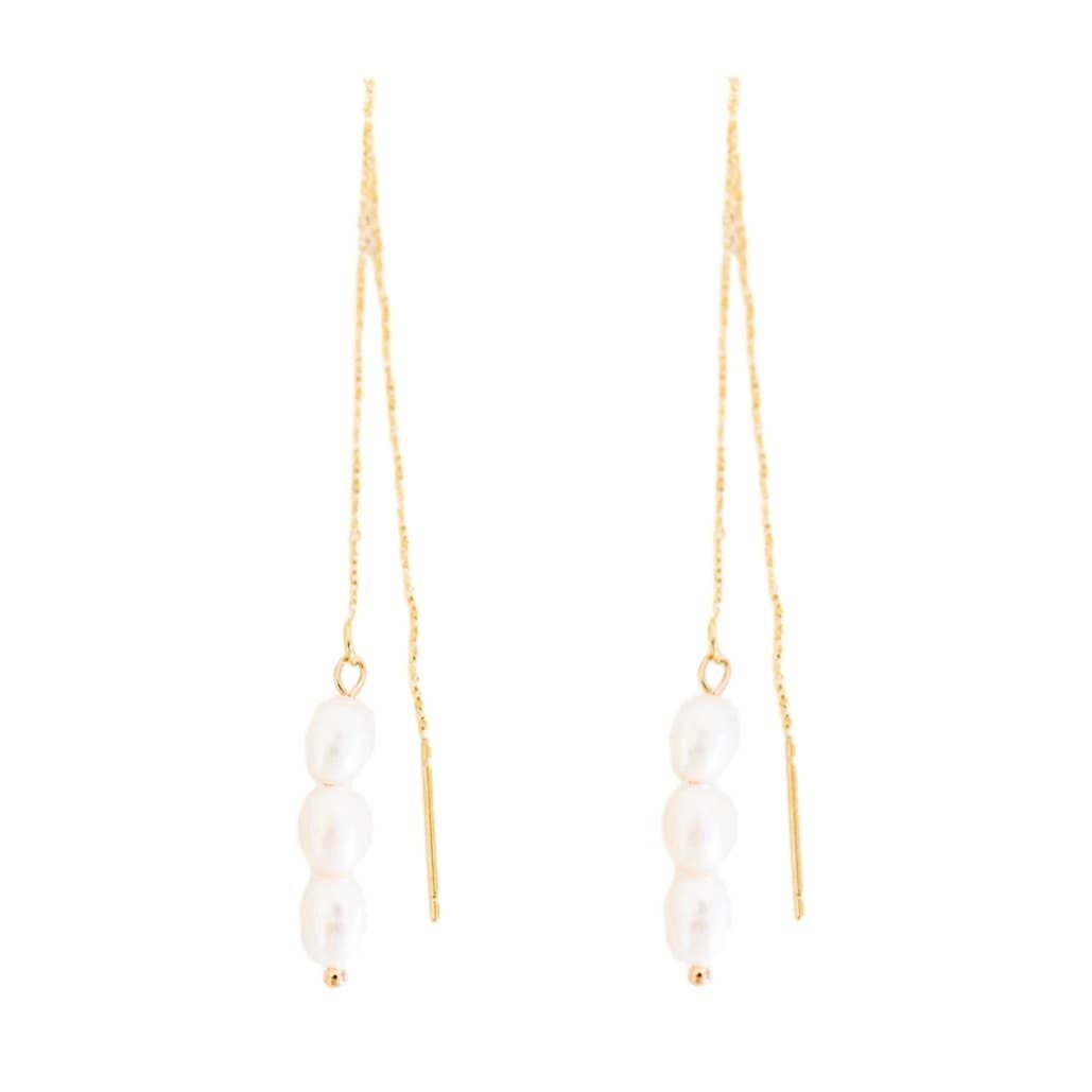Skinny Pearl Statement Threader Earrings