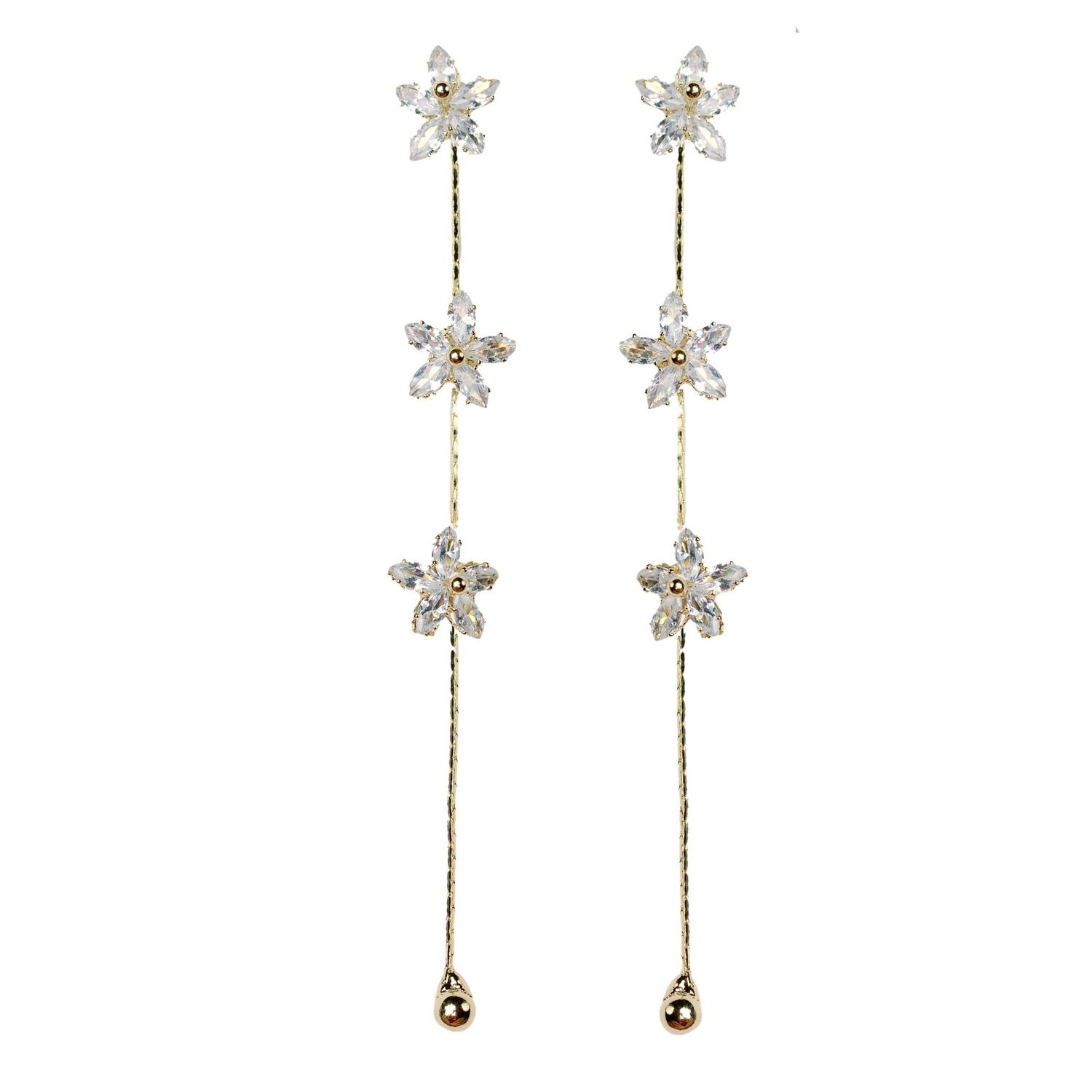 Diamond Daisy Gold Duster Earrings