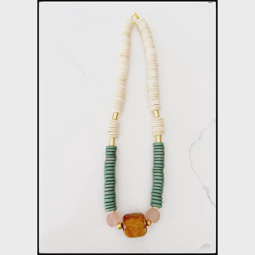 Coconut Wood Bone Bead Necklace