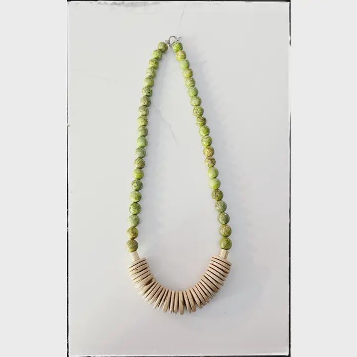 Coconut Green Beaded Necklace