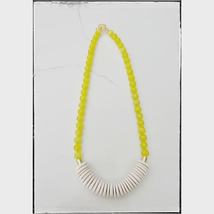 Yellow Cats Eye Bead Necklace