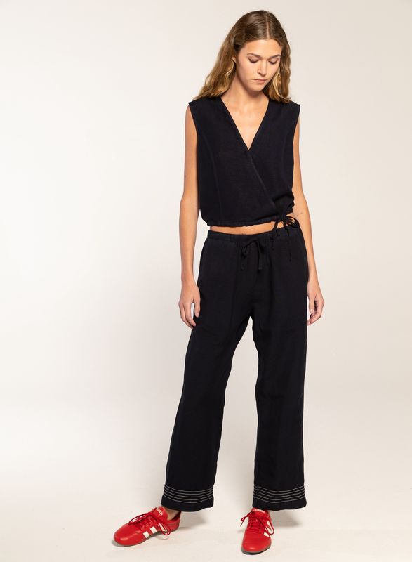 Kyle Wrap Top in Navy