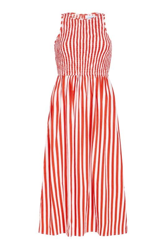 Stroll Dress in Red Stripes