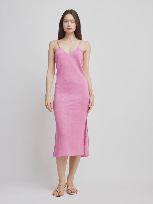 Millie Linen Dress in Flamingo