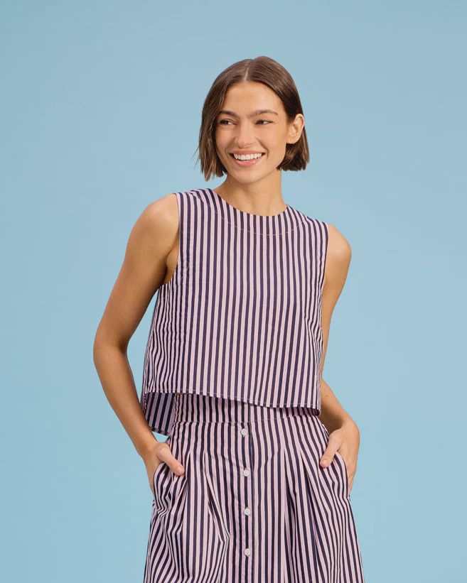Crop Top in Lilac Pinstripe, Size: XS