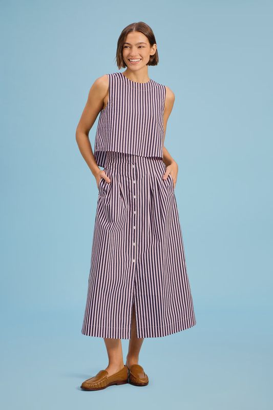Scout Skirt in Lilac Pinstripe
