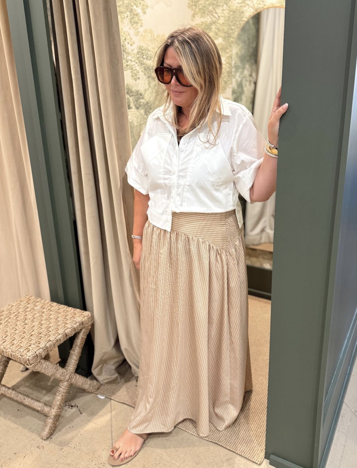 White Poplin Top, Size: XS