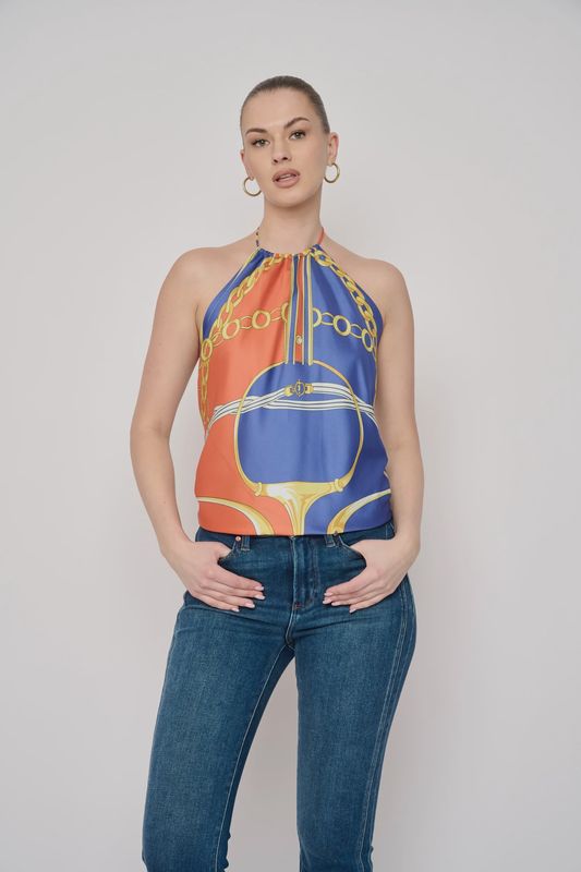 Positano Orange Halter Top