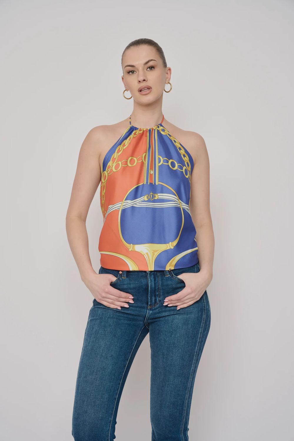 Positano Orange Halter Top, Size: One Size