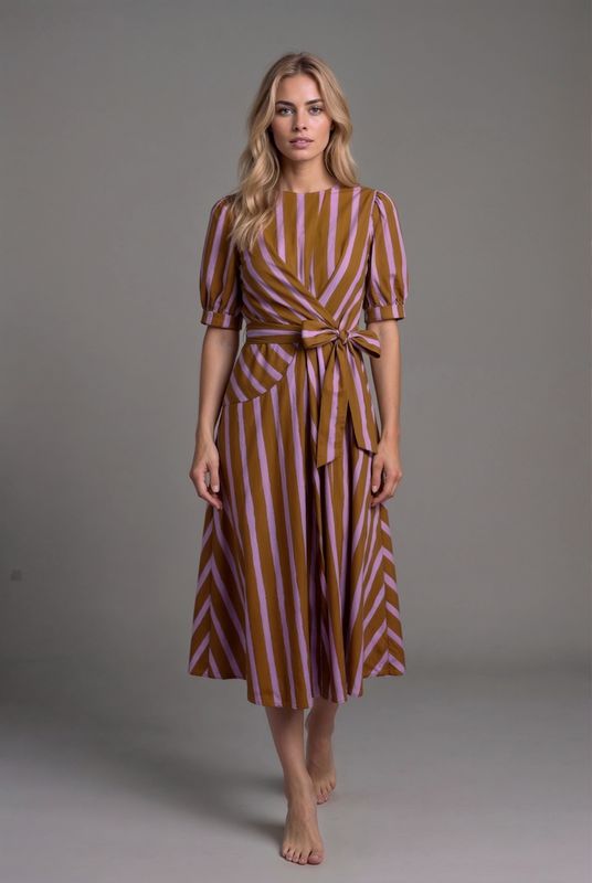 Abstract Stripes Maxi Dress