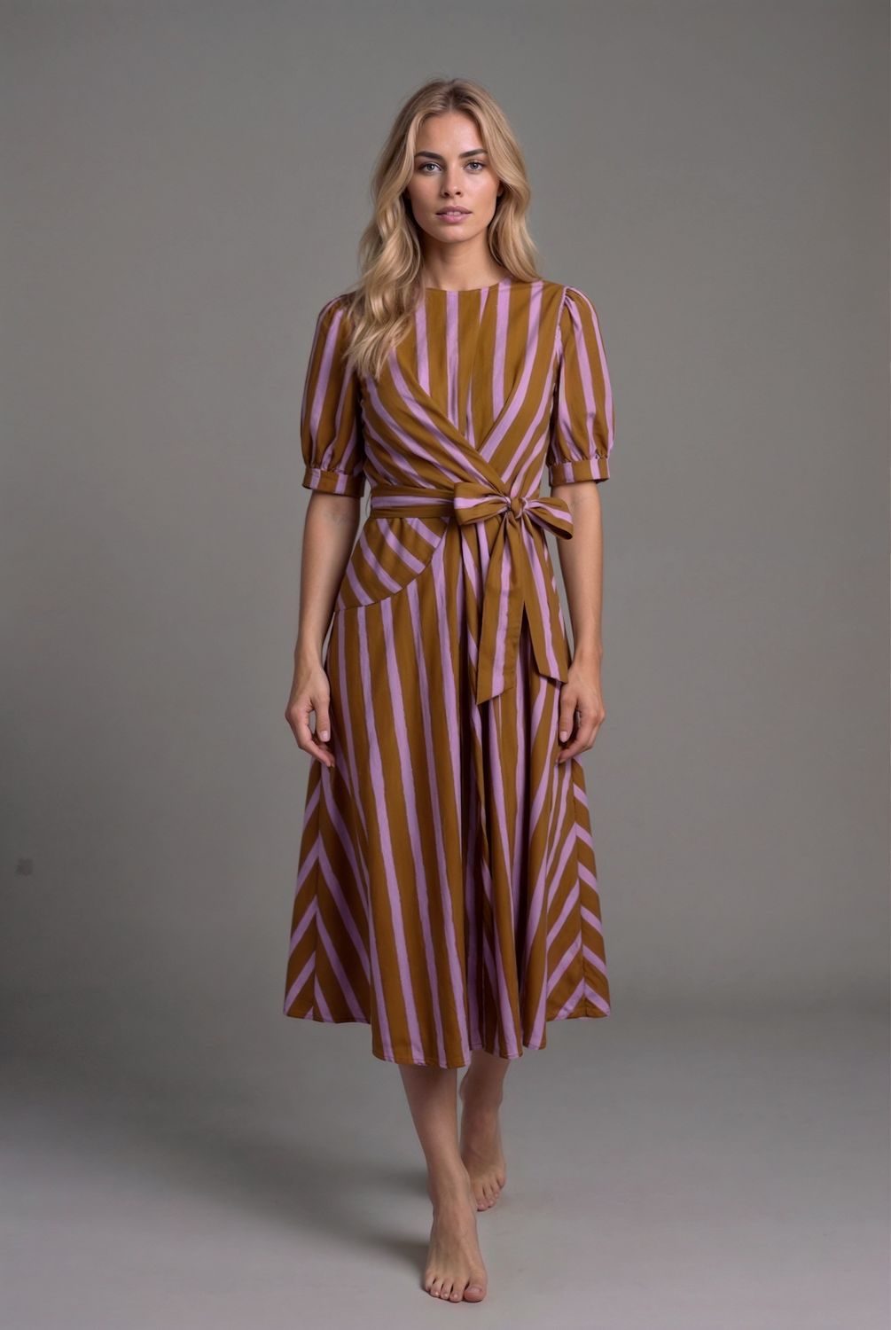 Abstract Stripes Maxi Dress, Size: XS