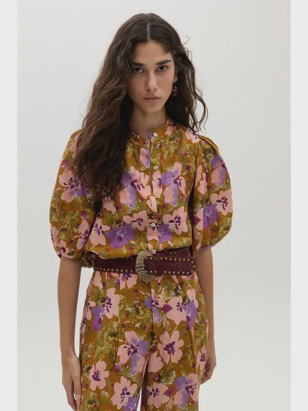 Bubble Linen Shirt in Marly Print