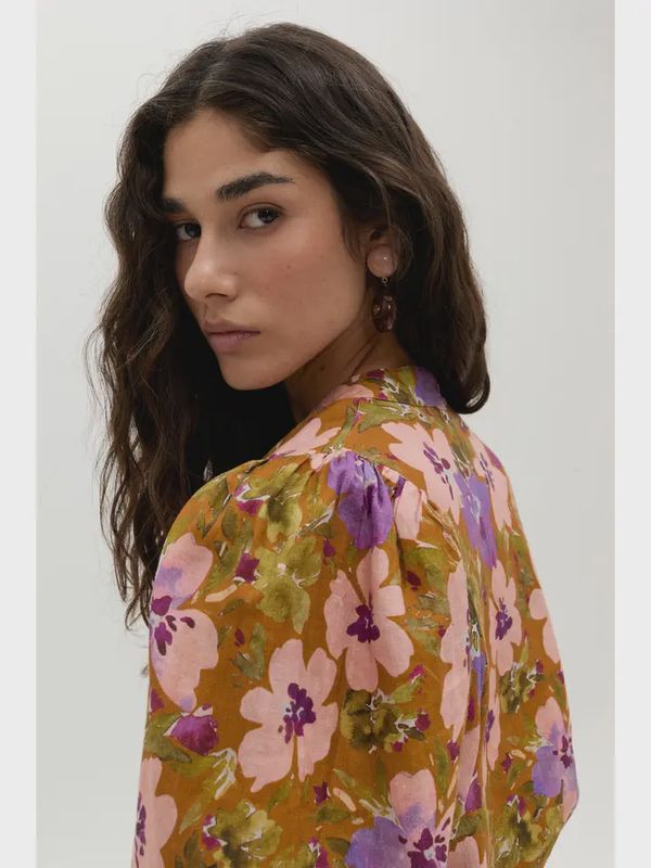 Bubble Linen Shirt in Marly Print