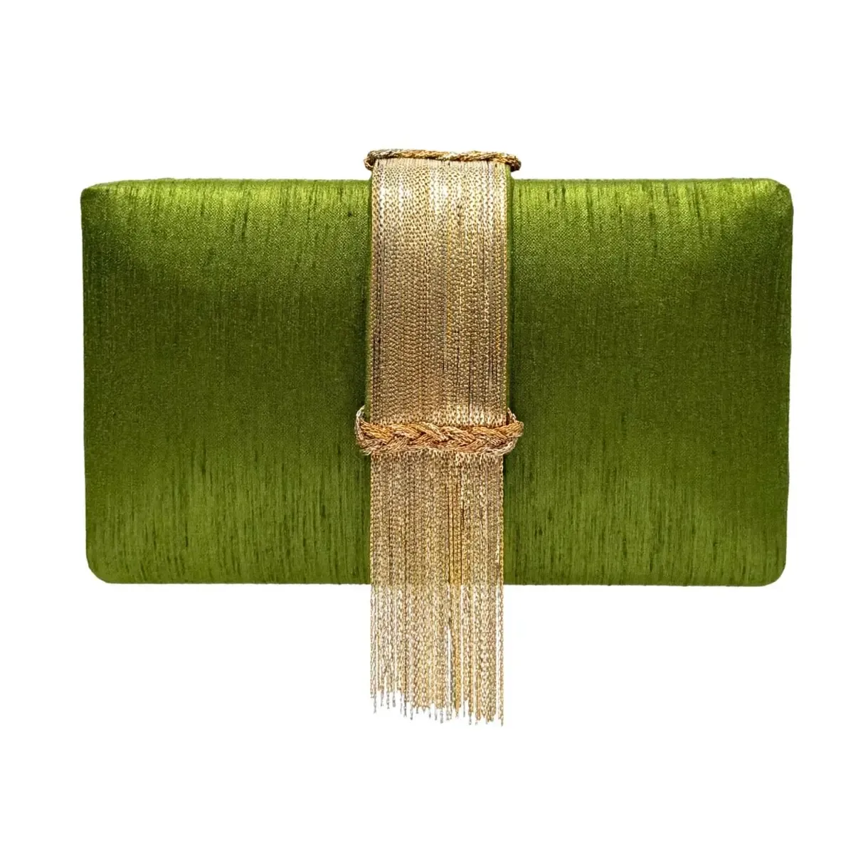 Olive Fringe Clutch