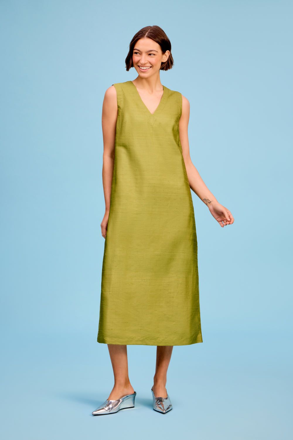 Column Dress in Fir, Size: XS