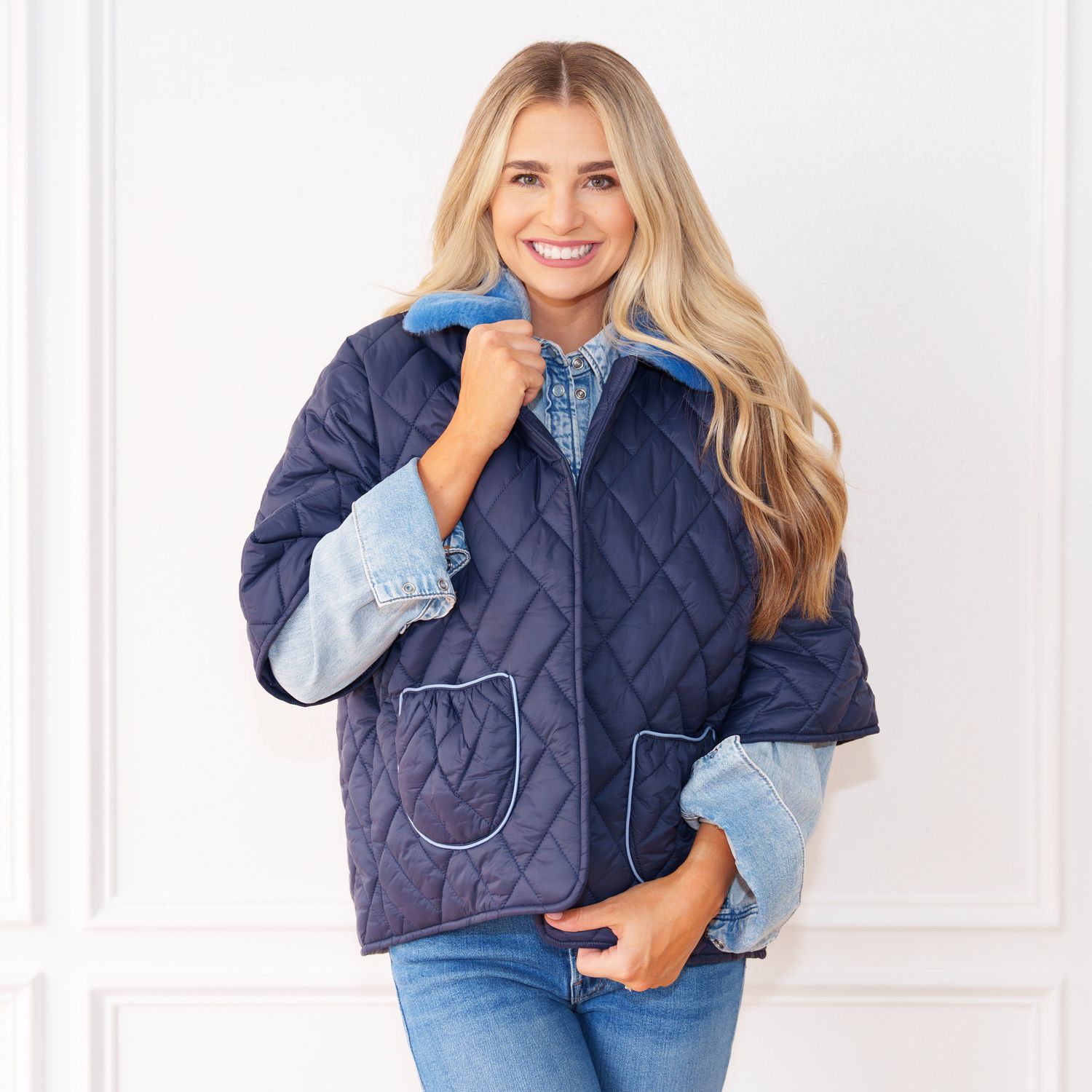 Penny Fur Puffer Navy, Size: Size 1 (0-4)