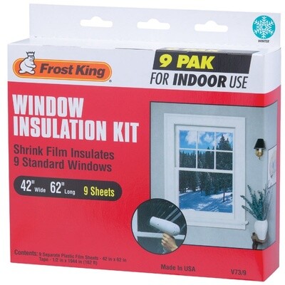 FROST KING® V73/9H SHRINK WINDOW KIT, WINDOW INSULATION, FOR INDOORs
