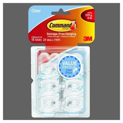 17006CLR HOOKS MINI CLEAR COMMAND 6PK