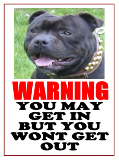 Staffordshire Bull Terrier - May get in  Aluminium Warning Sign