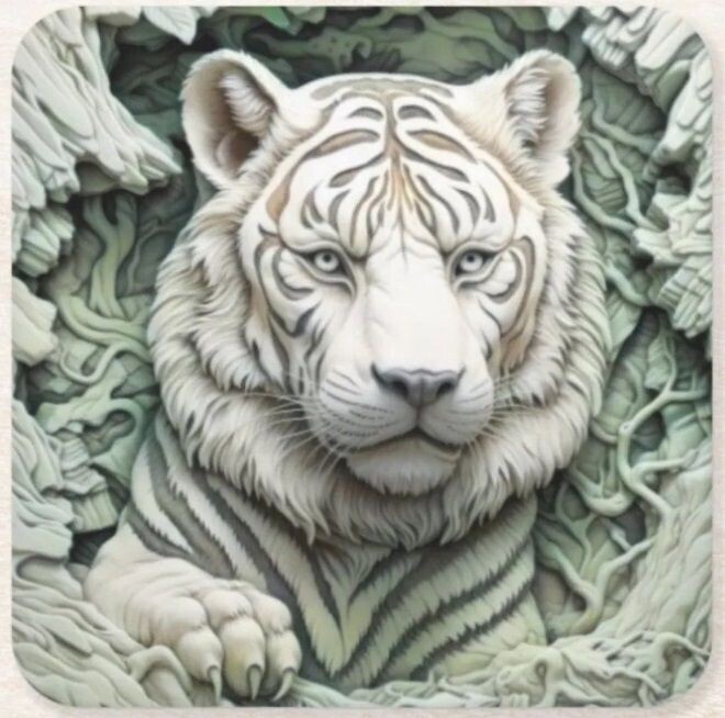 Tiger - Hardwood Coaster set of 2