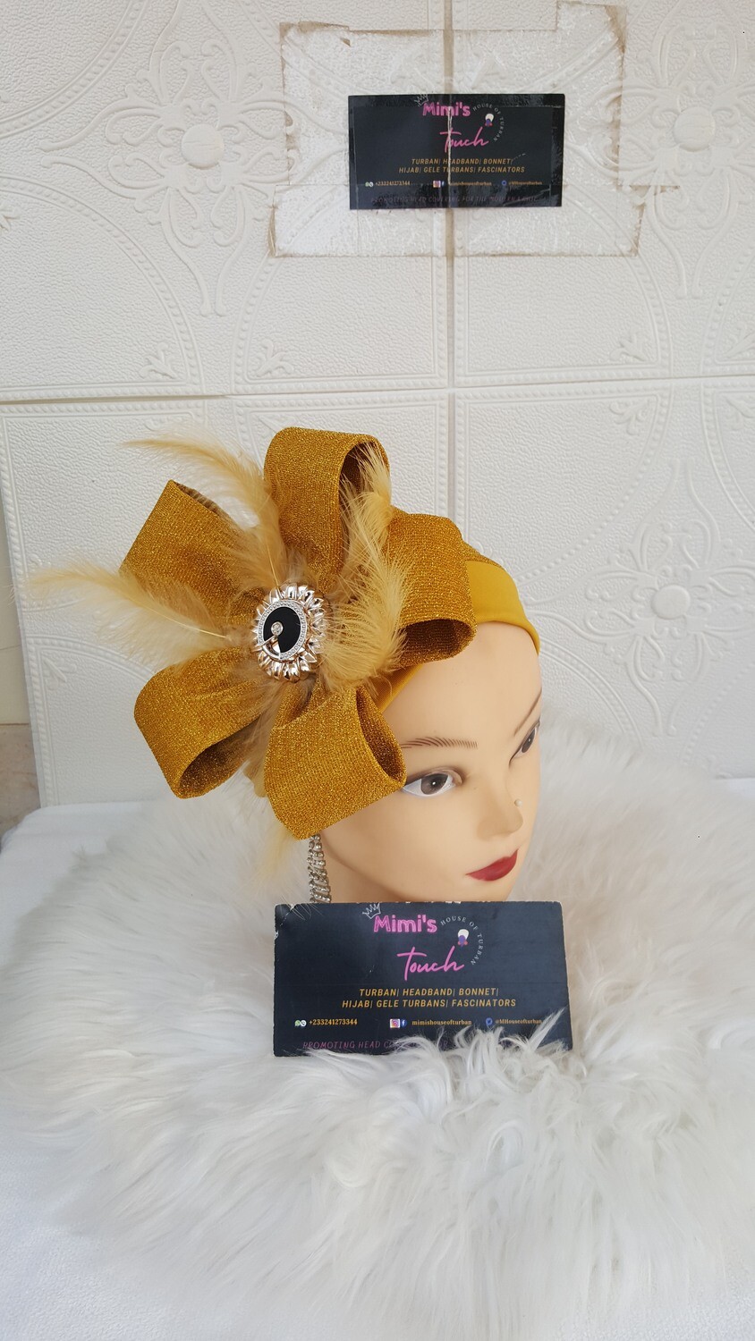 PRE-TIED. Gold Handmade Princess Turban for women