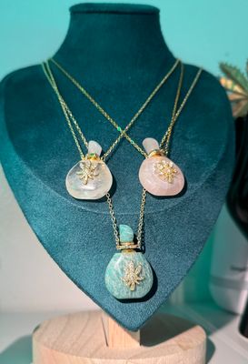 Crystal Leaf Oil Pendant Necklace by Sweeder