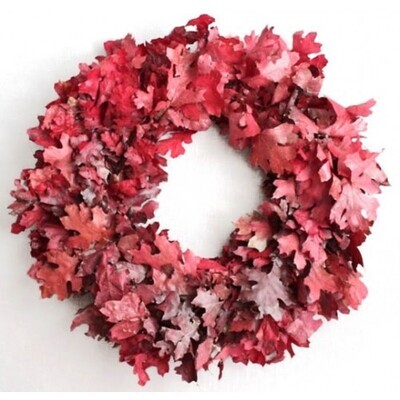 Oak Leaf Wreaths-Preserved - red (ETA approx. early Aug-Nov)