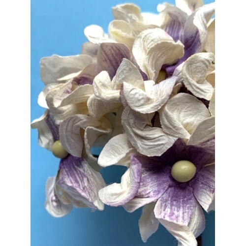 Paper Hydrangea- Purple/White-6 bags of 6 hydrangea per order