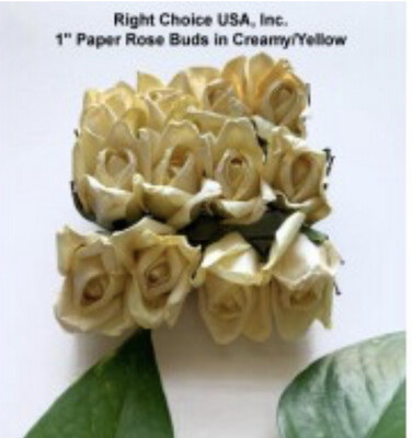 Parchment/Paper Rose 1" Buds-Creamy Yellow