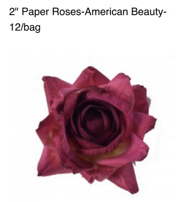Parchment/Paper - 2" American Beauty Roses With 12 Roses Per Pack