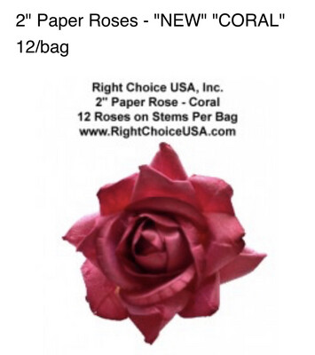 Parchment/Paper - 2" Burgundy Roses With 12 Roses Per Pack