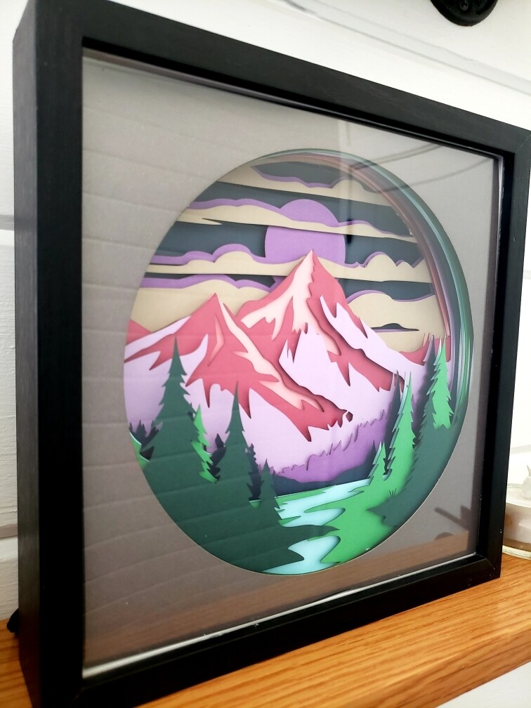 Diorama Shadow Box - Pink Mountains