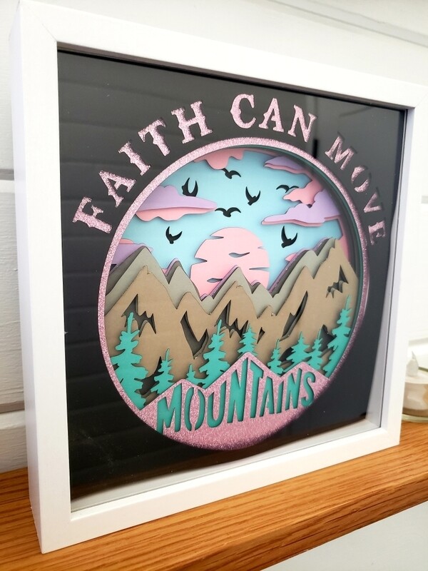 Diorama Shadow Box - Faith Can Move Mountains - pink