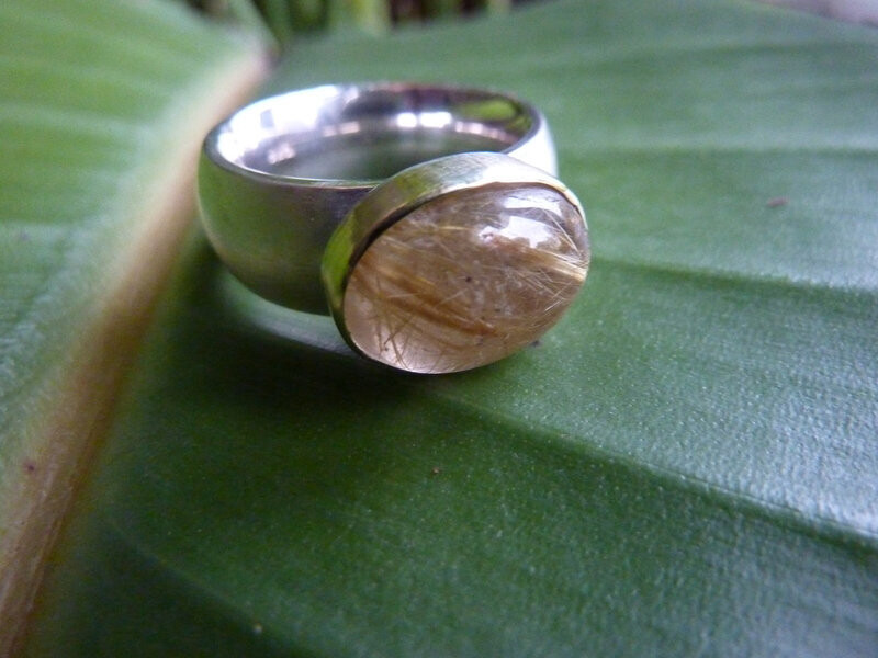 Ring Silber, Gold, Rutilquarz