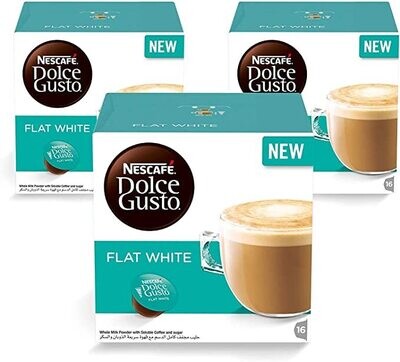 Nescafe Dolce Gusto - Flat White Coffee Pods - 16 Drinks,3 Box