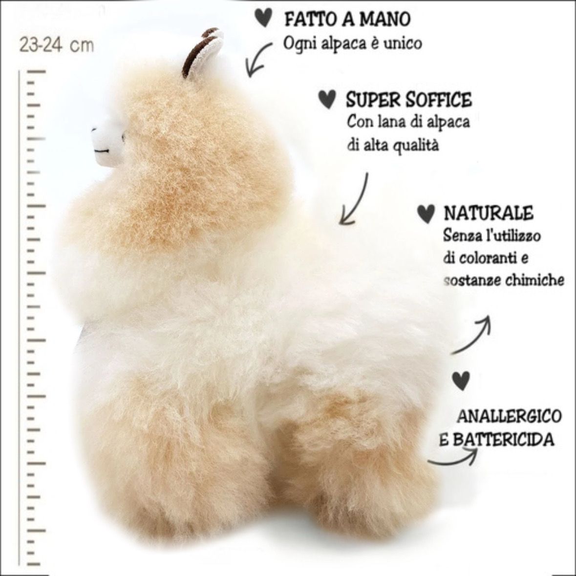 Peluche in lana di alpaca 23-24cm