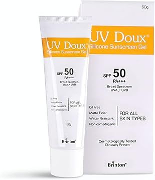 Brinton UV Doux Face &amp; Body Sunscreen gel with SPF 50 PA+++ | Clinically Proven| Matte Finish and Oil Free Formula| Water Resistant, Non Comedogenic| Protection against UVA/UVB Rays 50g