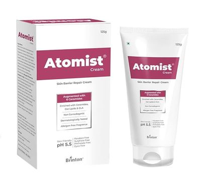 Brinton Atomist Skin Barrier Repair Cream for Dry and Itchy Skin | Enriched with Ceramides, Oats Lipids &amp; GLA | Non Comedogenic &amp; Dermatologically Tested -125g