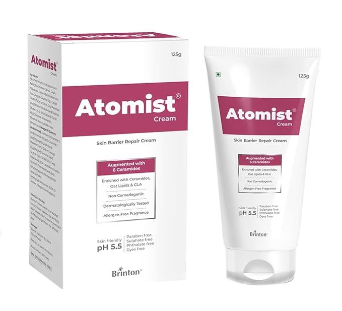 Brinton Atomist Skin Barrier Repair Cream for Dry and Itchy Skin | Enriched with Ceramides, Oats Lipids &amp; GLA | Non Comedogenic &amp; Dermatologically Tested -125g