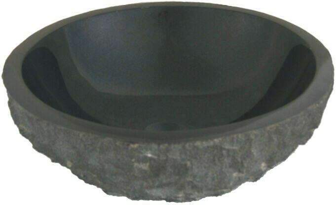 Black Chiseled Granite Vessel