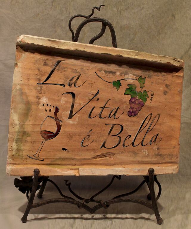 1414 Painted Antique Tile - La Vita Bella