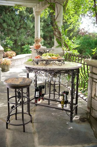 Vineyard Oval Wine Tasting Table With Two Bar Stools