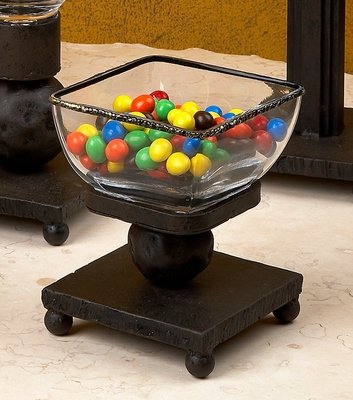 Glass Square Snack Bowl w/bronze rim / 4 pack