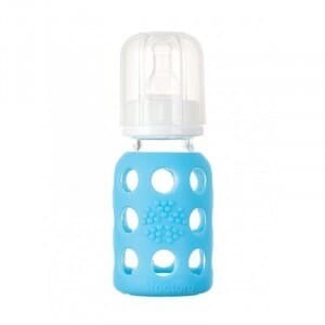 Small glass feeding bottle Lifefactory Sky Blue