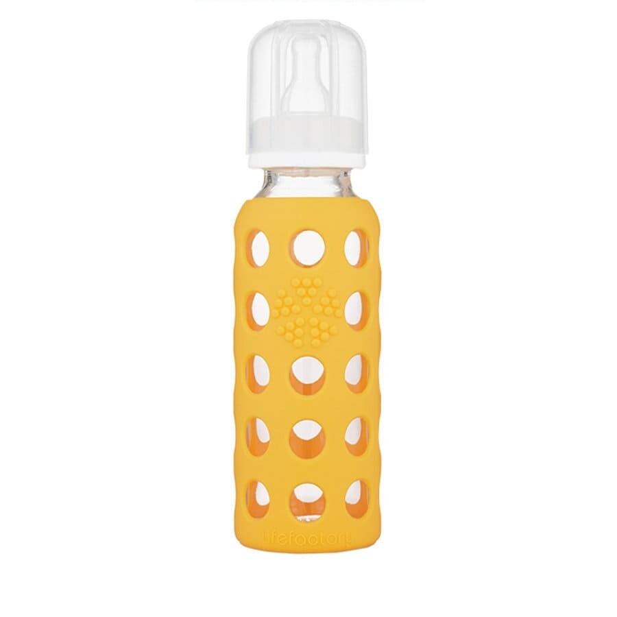 Large glass feeding bottle Lifefactory Mango Yellow
