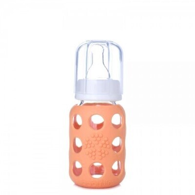 Small glass feeding bottle Lifefactory Peach Orange