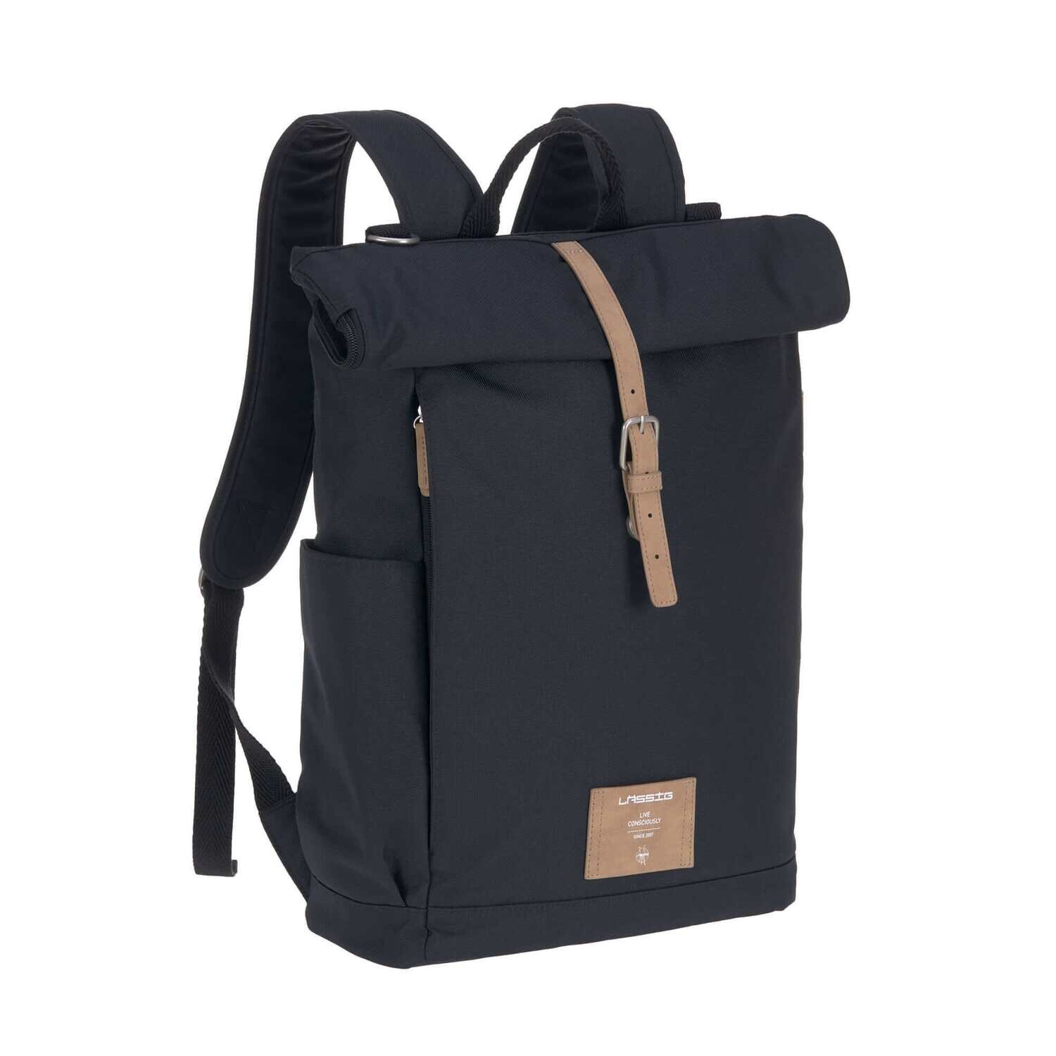 Rolltop Backpack Diaper Bag (made of 100% recycled polyester fabric)