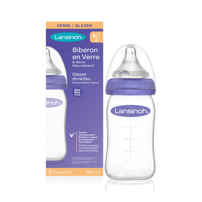 Small glass feeding bottle Lansinoh 160ml